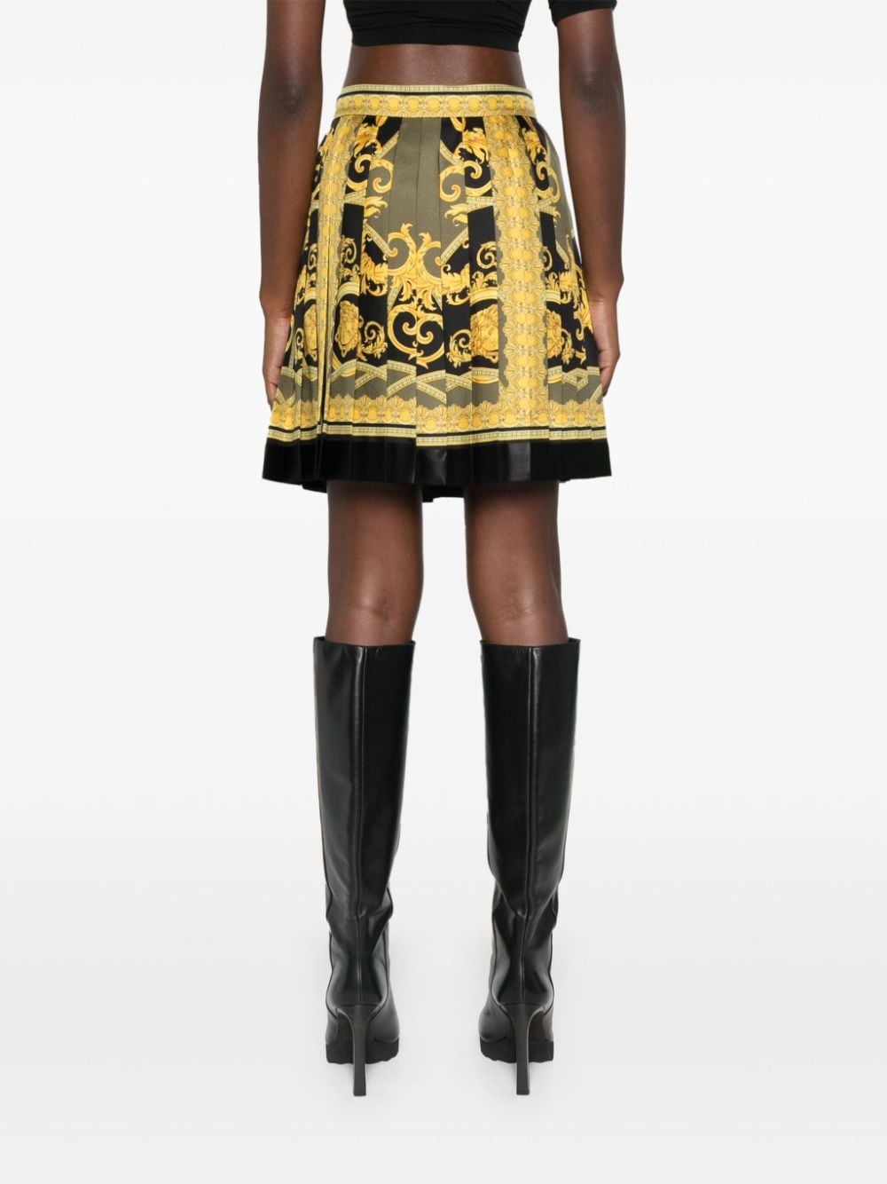 Barocco-print silk mini skirt - 4