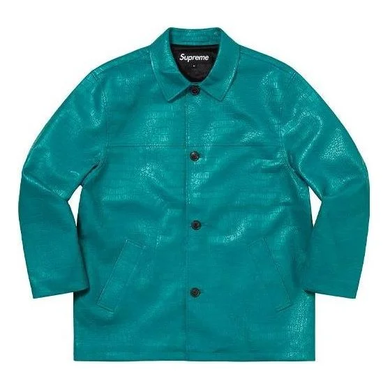 Supreme Faux Croc Car Coat 'Teal' SUP-SS22-012 - 1