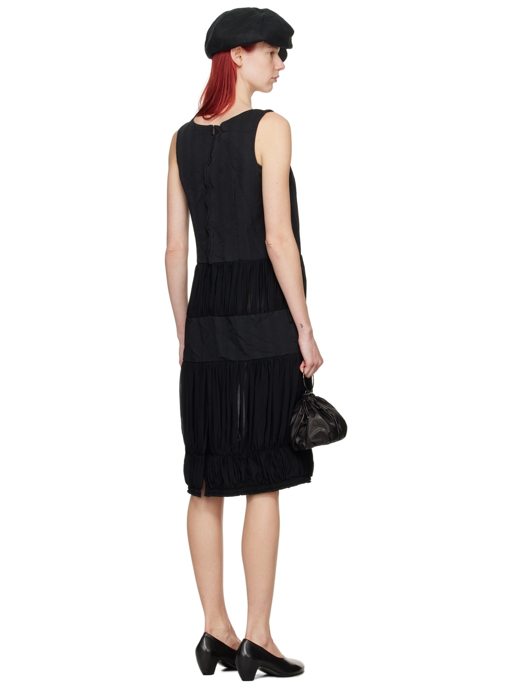 Black Ruched Midi Dress - 3
