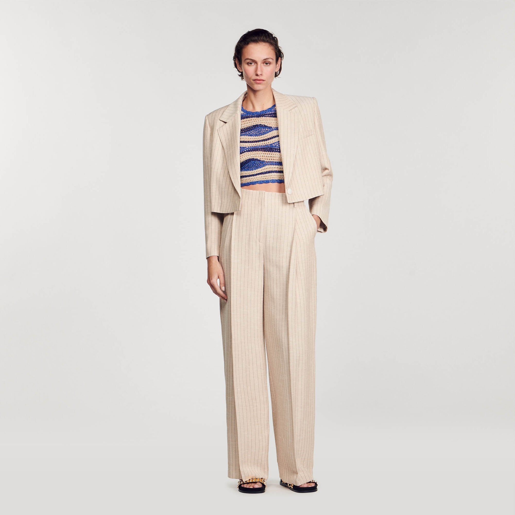 WIDE-LEG STRIPED FLOATY TROUSERS - 7