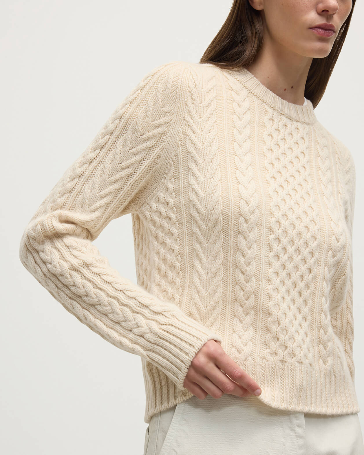 Aran Cable Cream Cashmere Jumper - 5