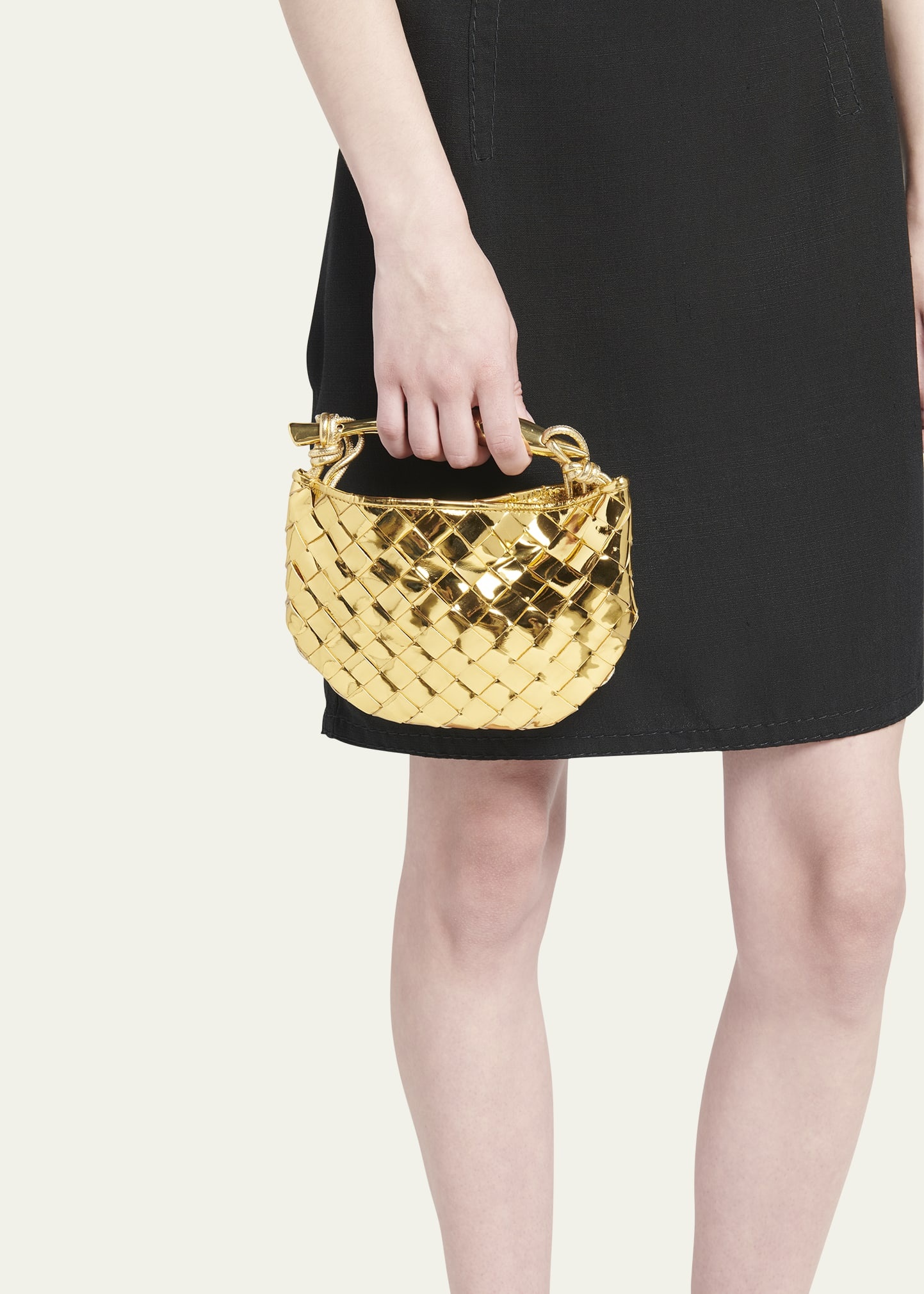Sardin Mini Metallic Intrecciato Top-Handle Bag - 2