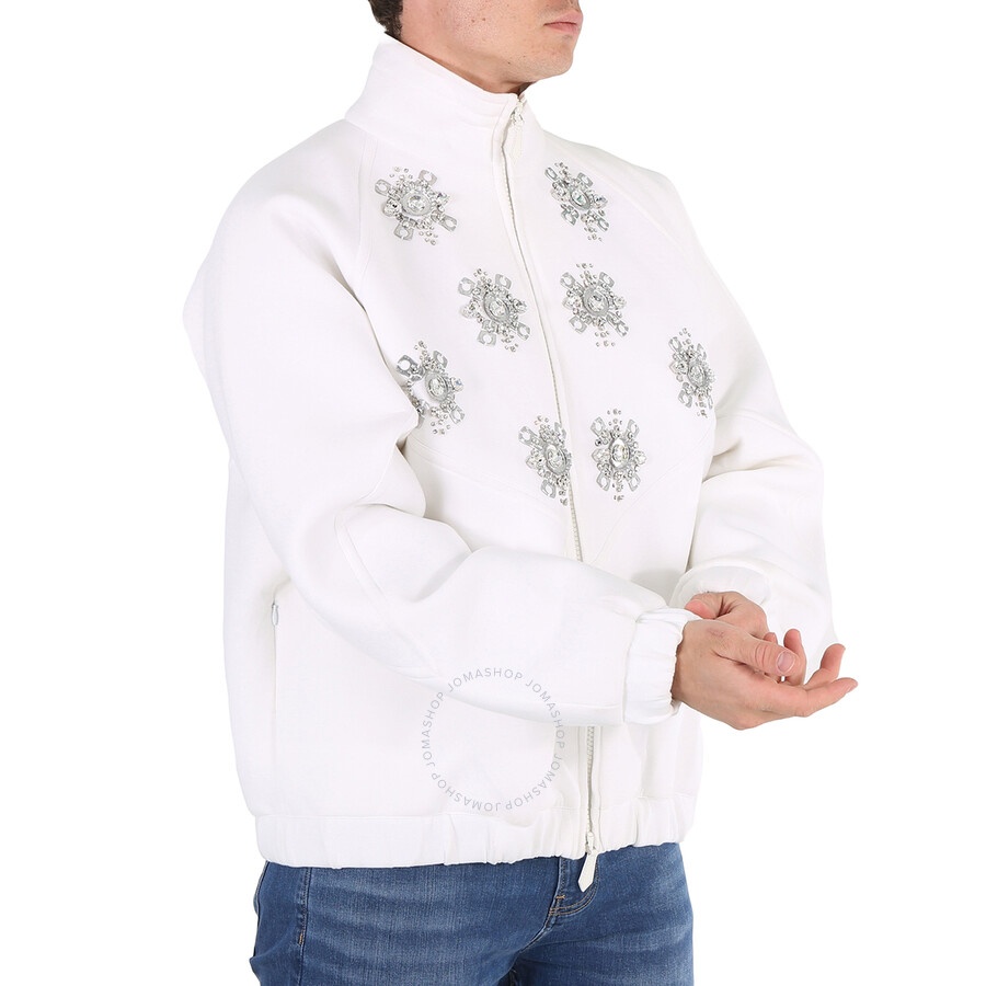 Burberry White Bottle Cap Detail Jersey Track Bomber Jacket - 4