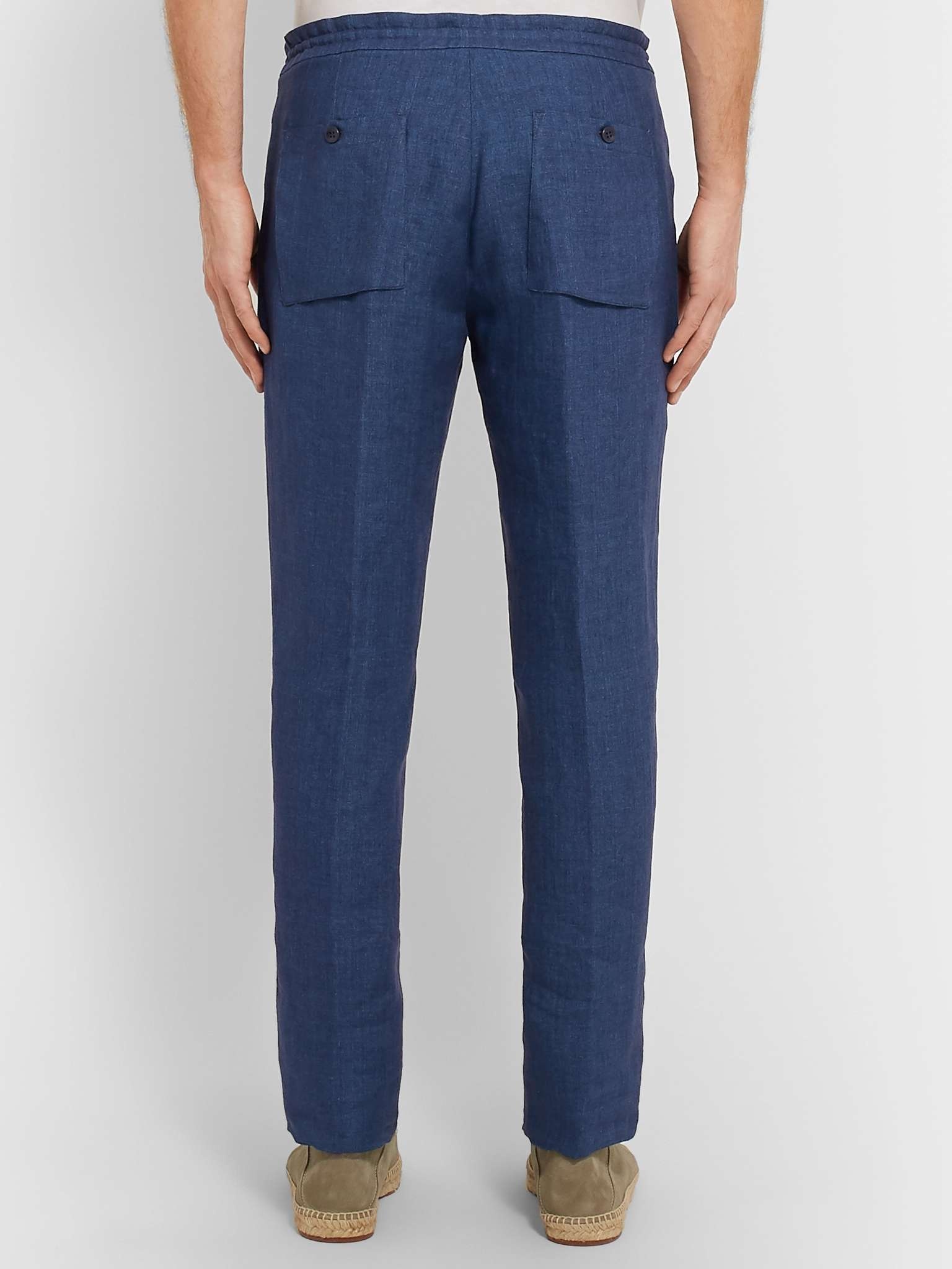 Slim-Fit Linen Drawstring Trousers - 7