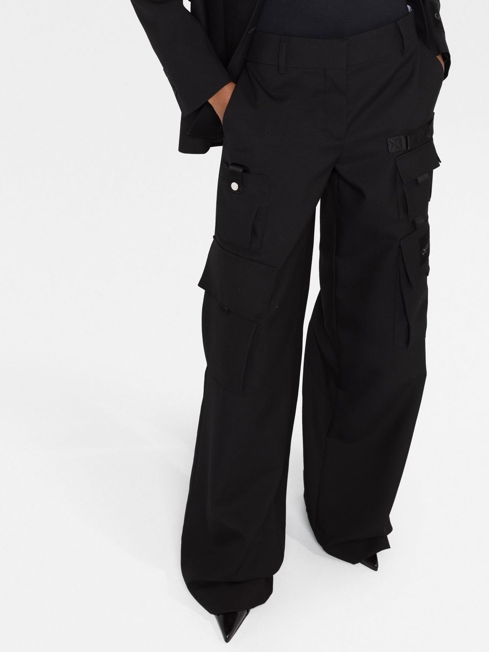 Off-White Ow Emb Drill wide-leg cargo trousers - Neutrals