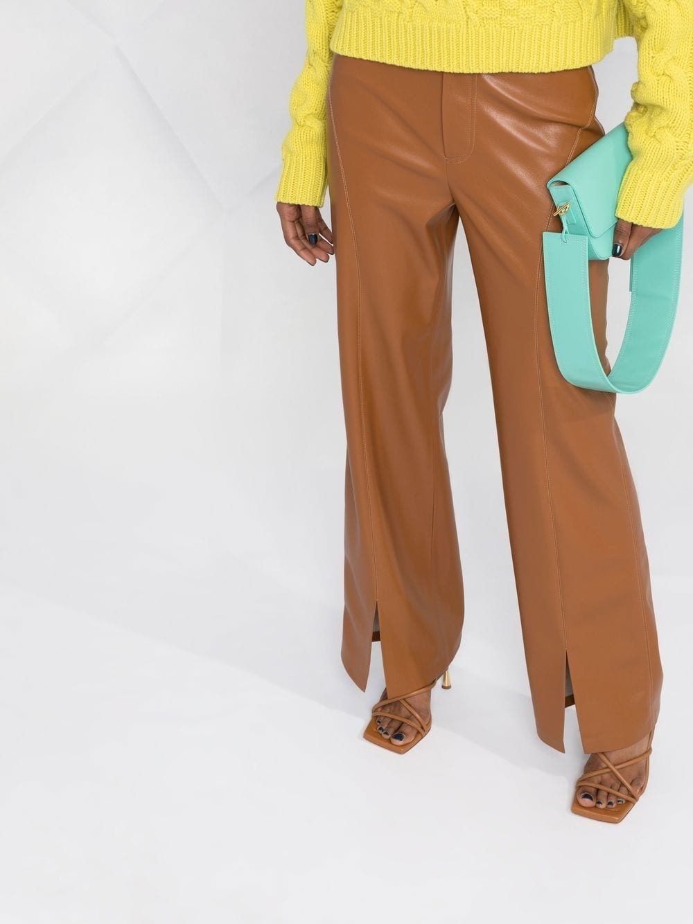 curved seam straight-leg trousers - 5