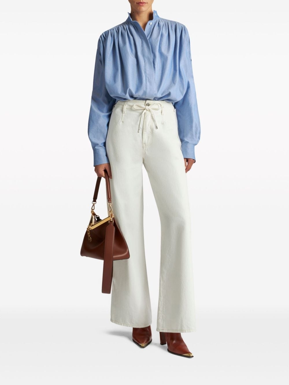 belted high-rise wide-leg jeans - 2