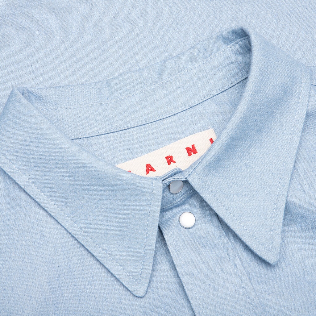 BLUE DENIM SHIRT WITH TRUNAKAROO PLAQUE- IRIS BLUE - 3
