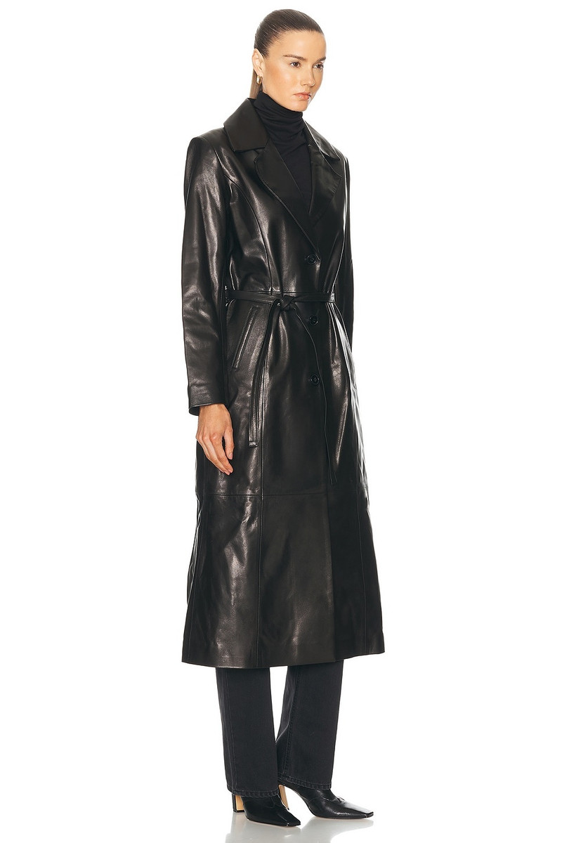 Tamara Belted Leather Trench Coat 3