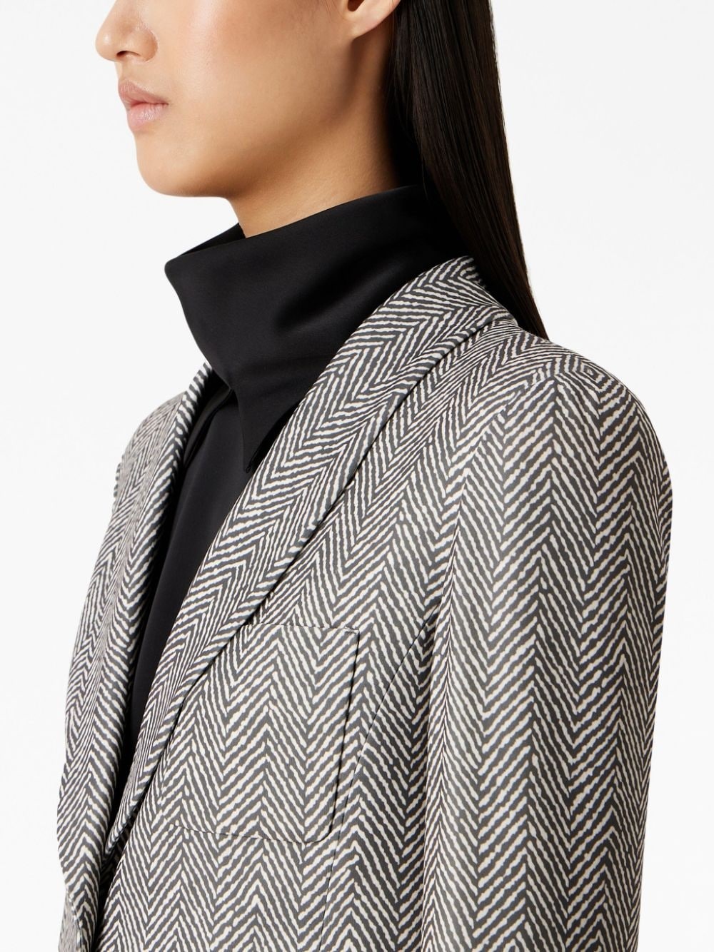 herringbone single-breasted blazer - 5