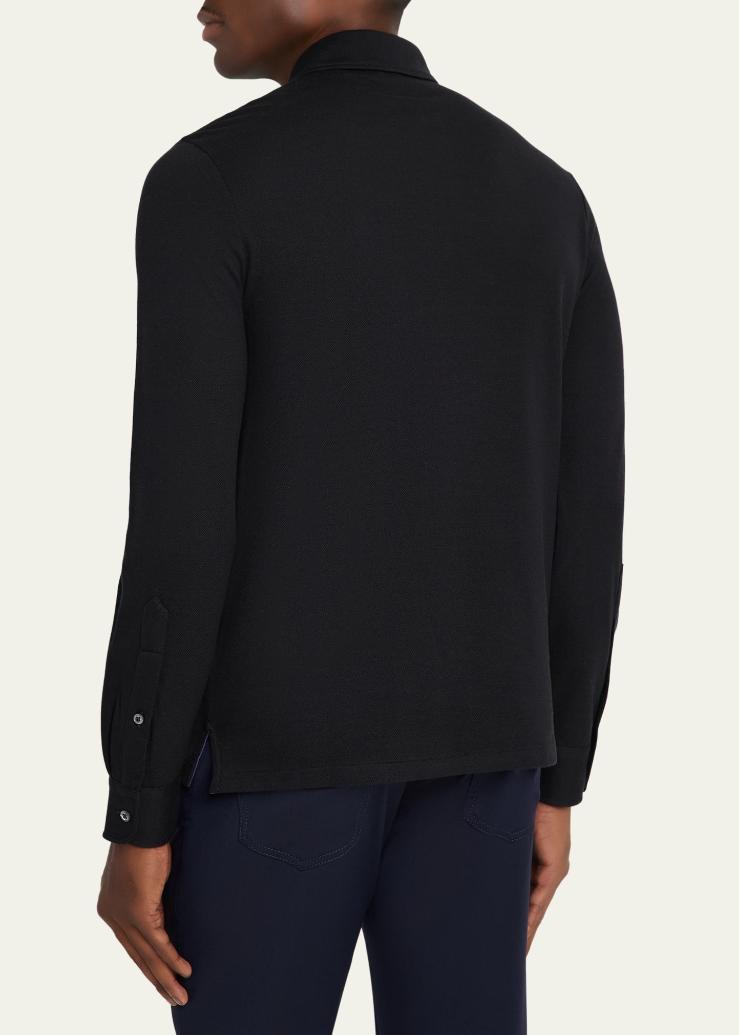 Men's Cotton and Cashmere Long-Sleeve Polo Shirt - 2