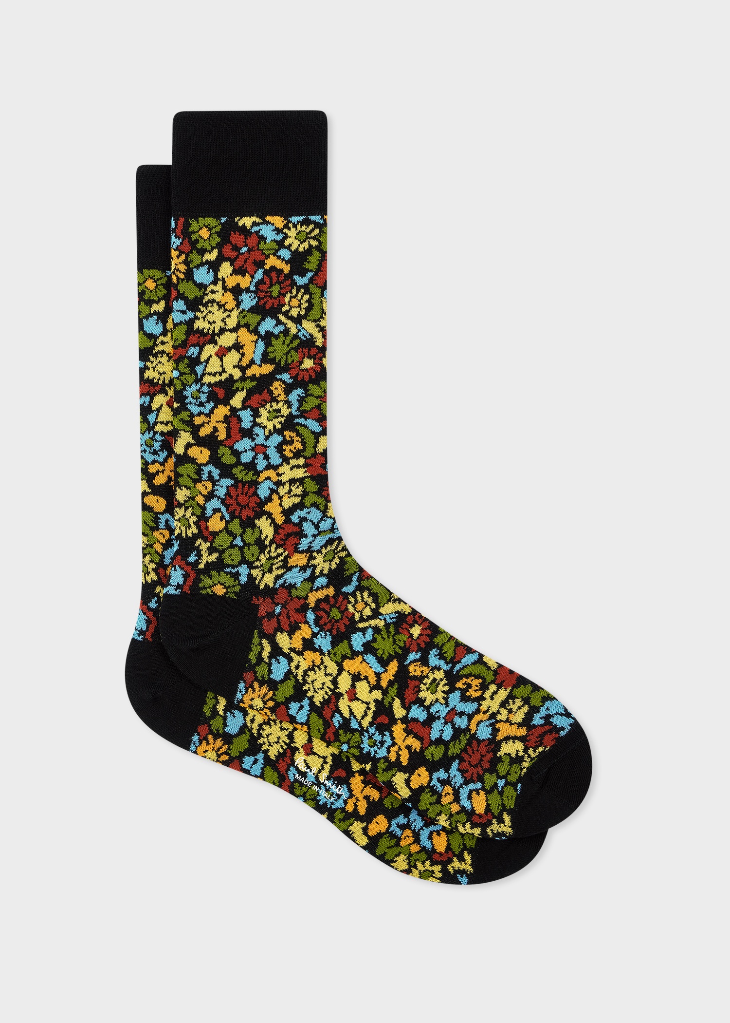 Black 'Pencil Floral' Socks - 1