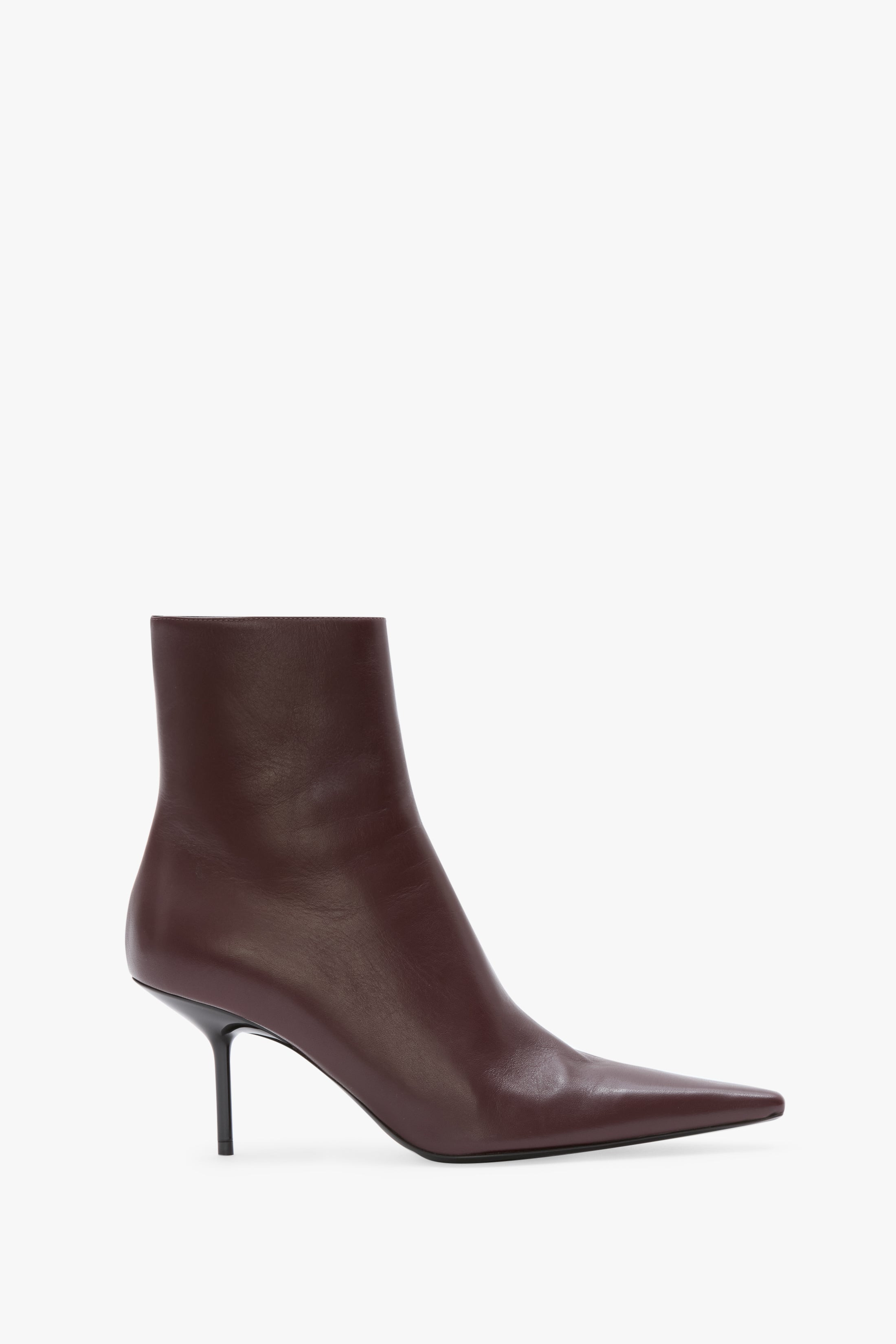 Sloan Stiletto Ankle Boot In Burgundy Smooth Leather - 1