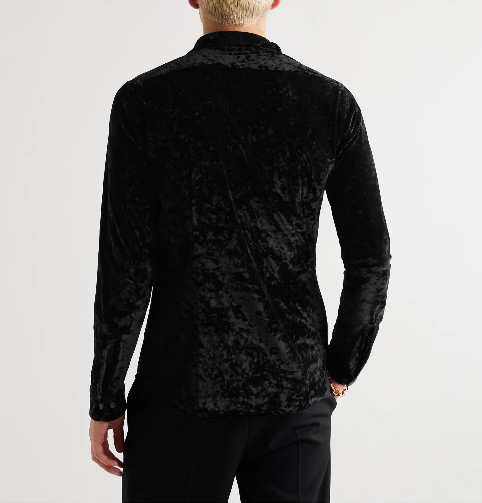 Slim-Fit Crushed-Velvet Shirt - 4