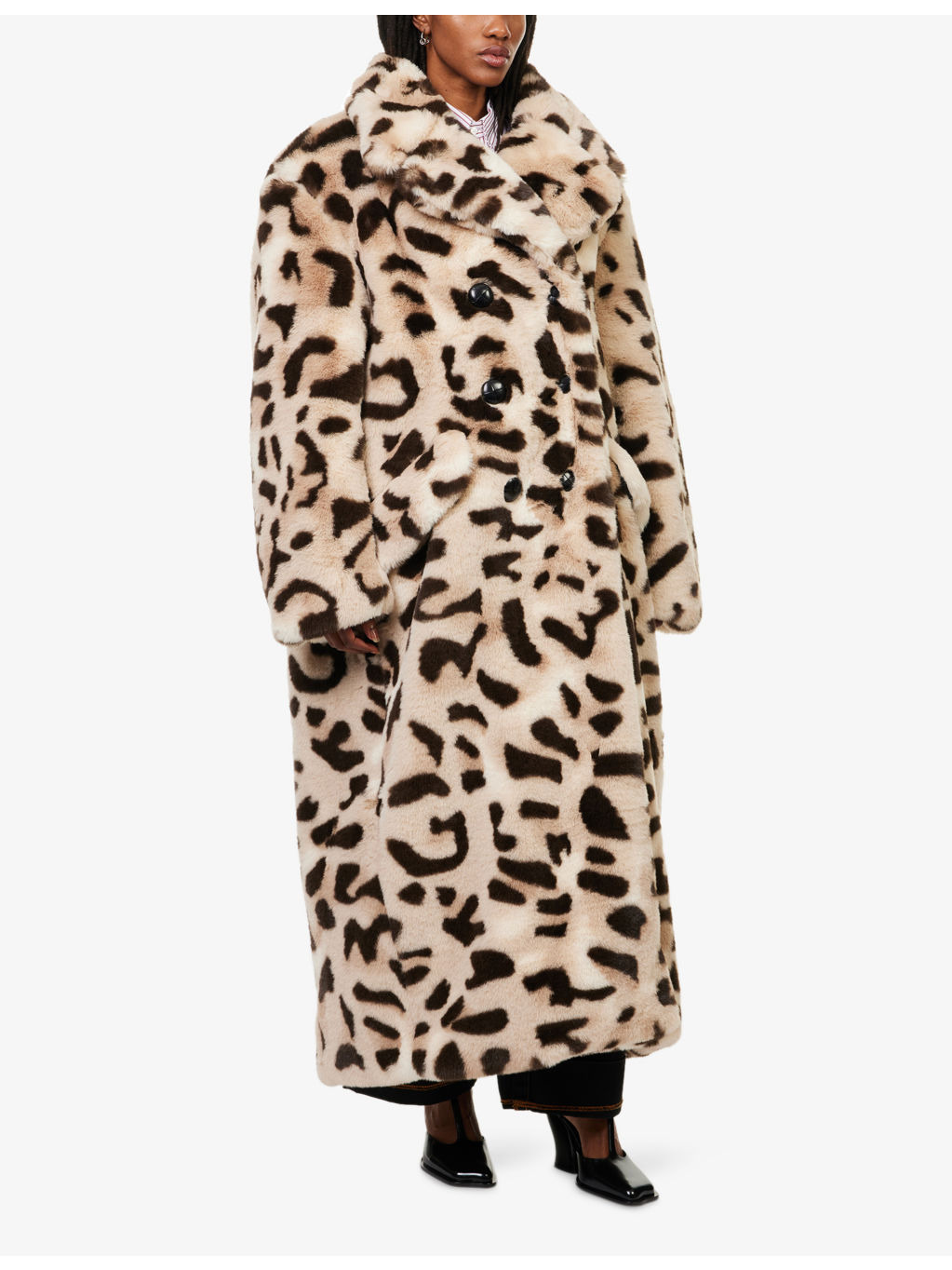 Leopard Double-Breasted Faux-Fur Coat - 3