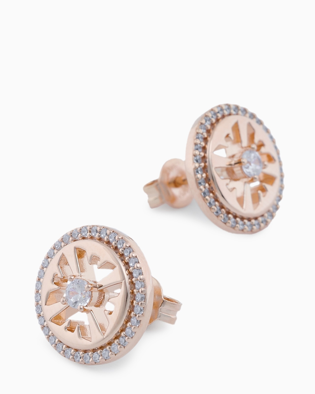 ROSE GOLD-TONE STERLING SILVER STUD EARRINGS - 3