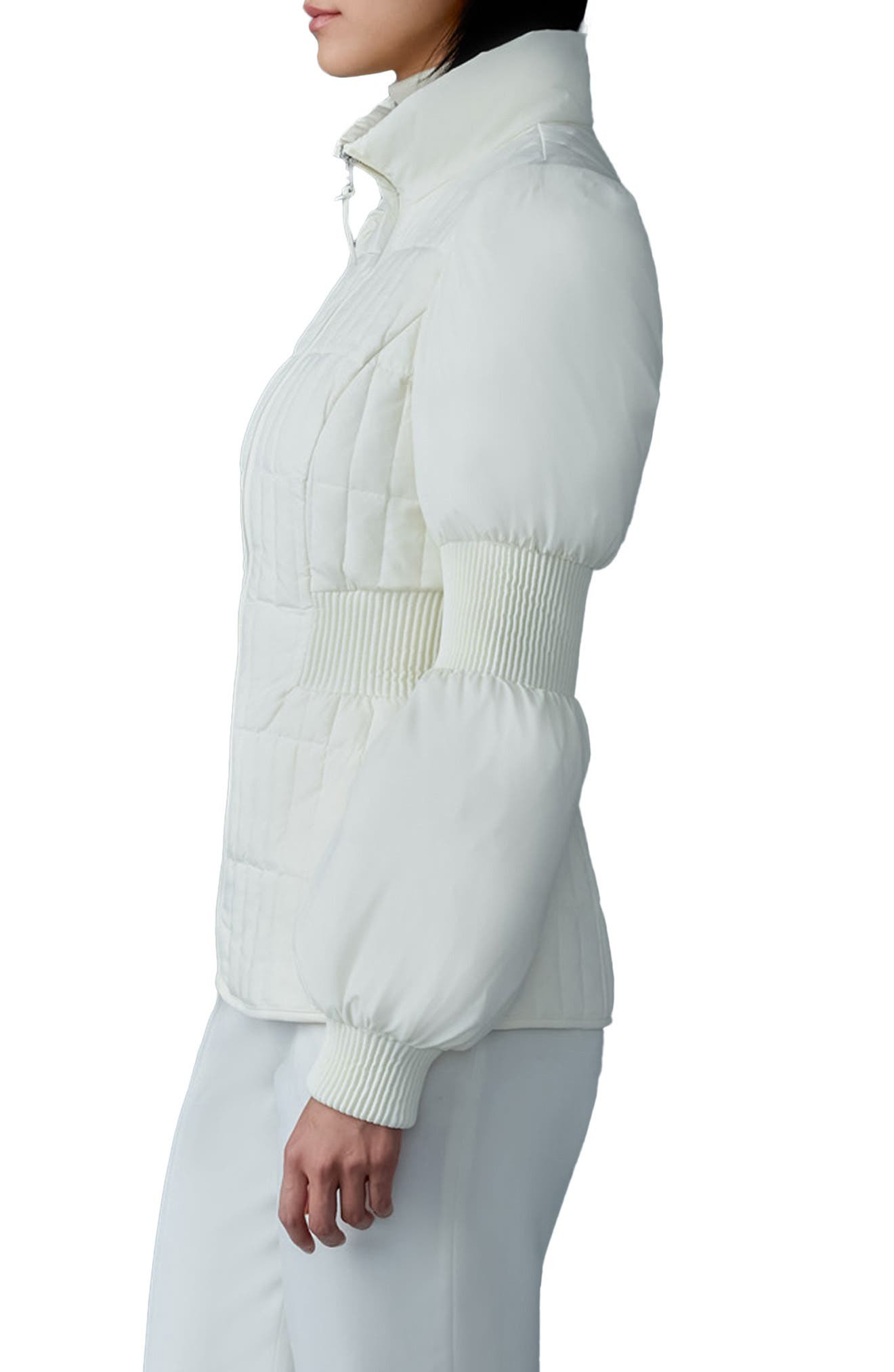 Mackage Felicia Smocked Panel Down Jacket in Cream at Nordstrom - 3