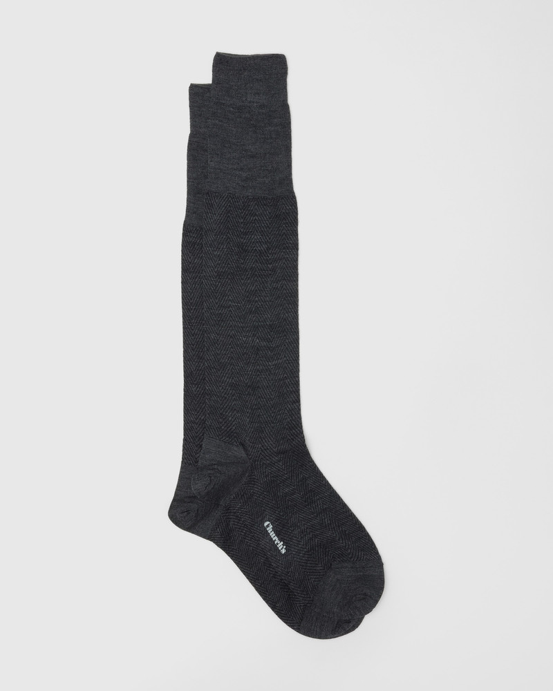 Herringbone Wool Long Socks 1