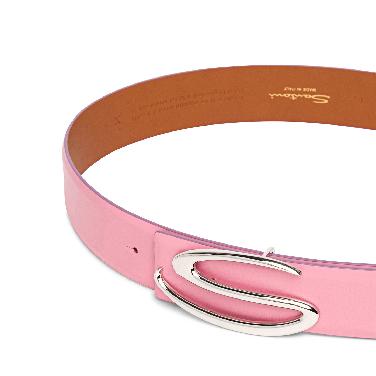 Pink leather belt strap - 3