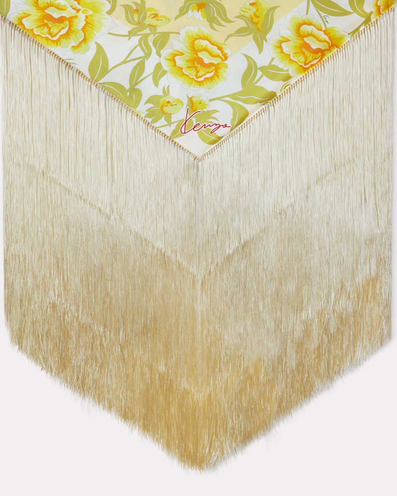 KENZO 'KENZO Peonies' large tassel triangle in silk outlook