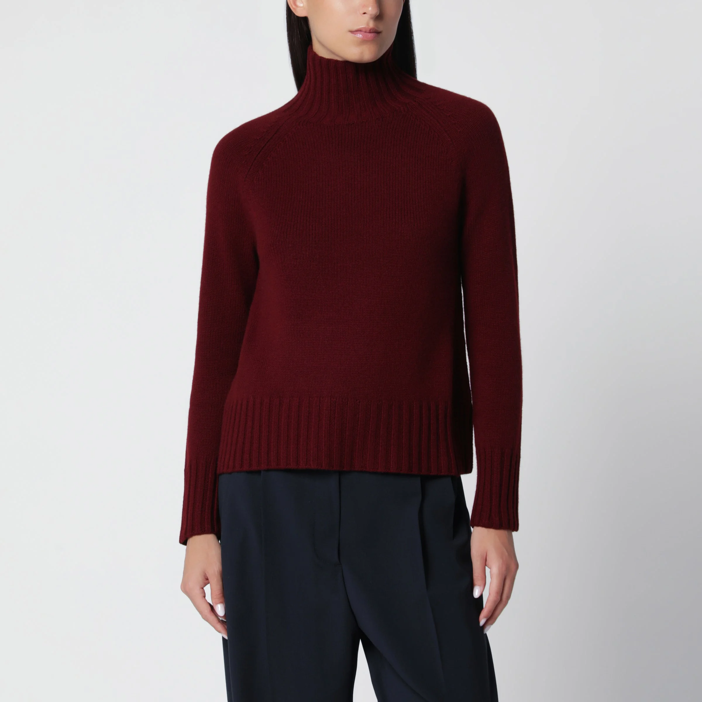 Bordeaux turtleneck sweater in wool and cashmere - 1