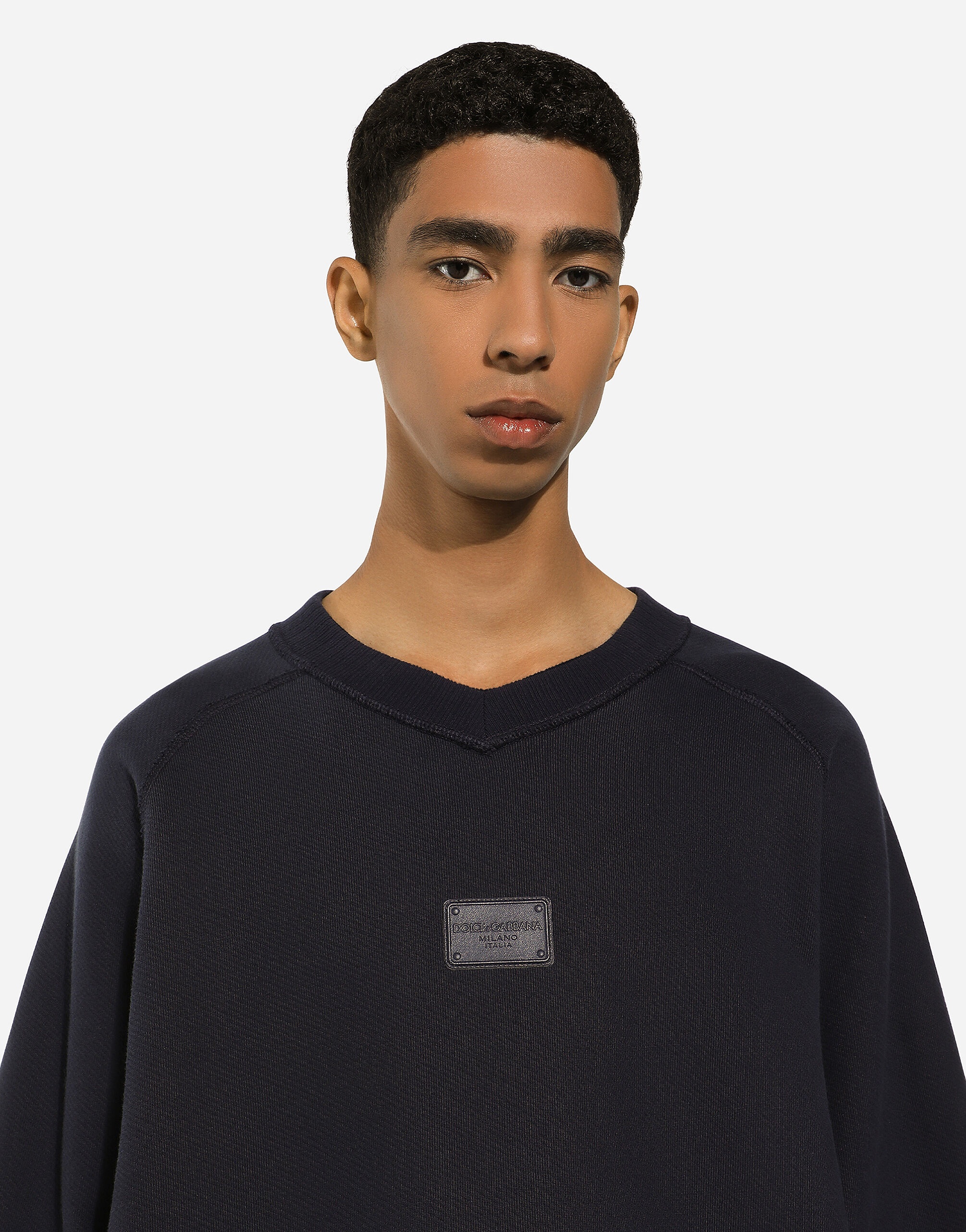 Round-neck sweatshirt with Dolce&Gabbana logo tag - 4