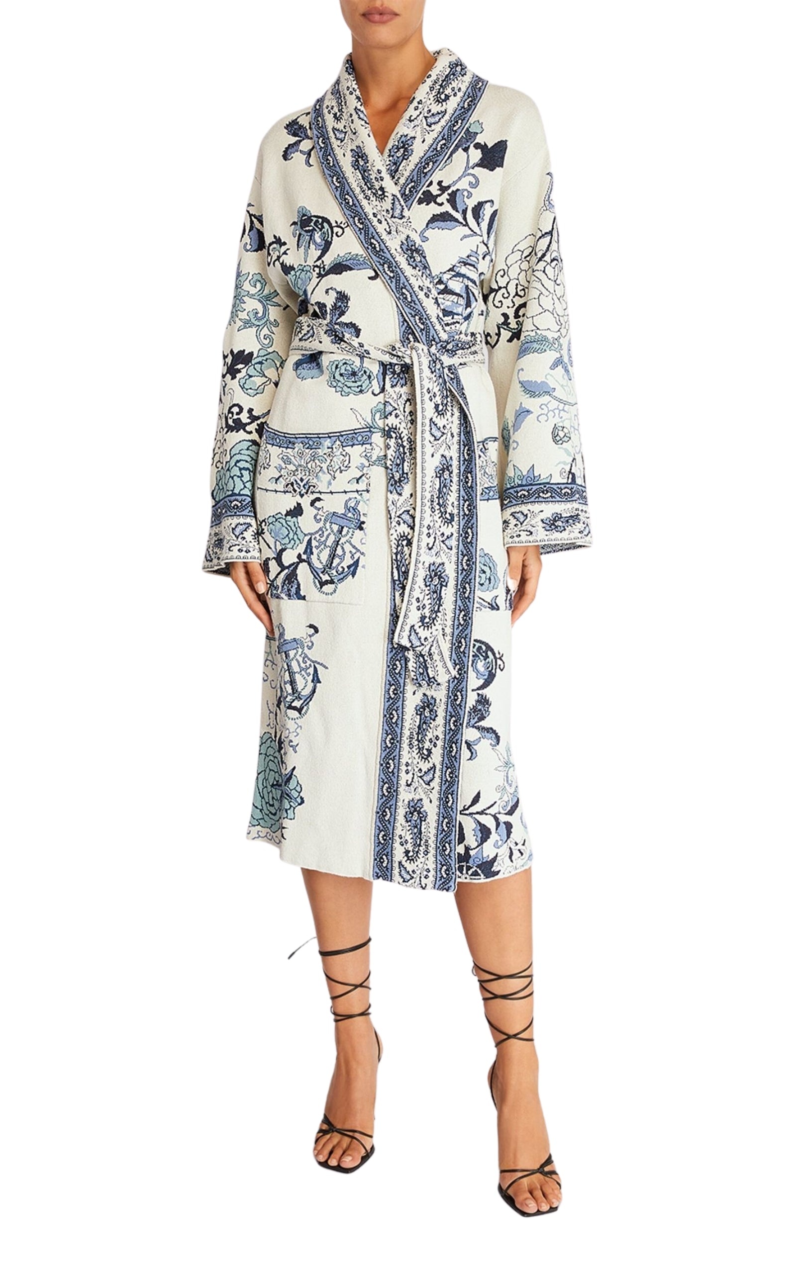 Floral Print Wrap Coat - 3