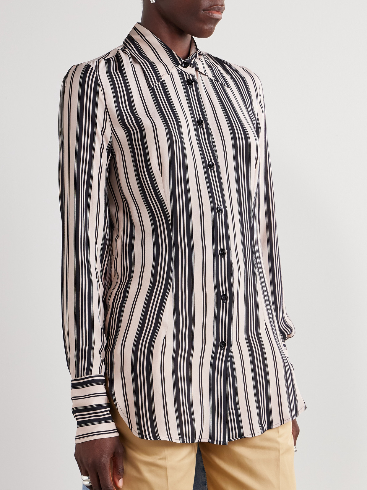 Rowan Striped Crepe Shirt - 4