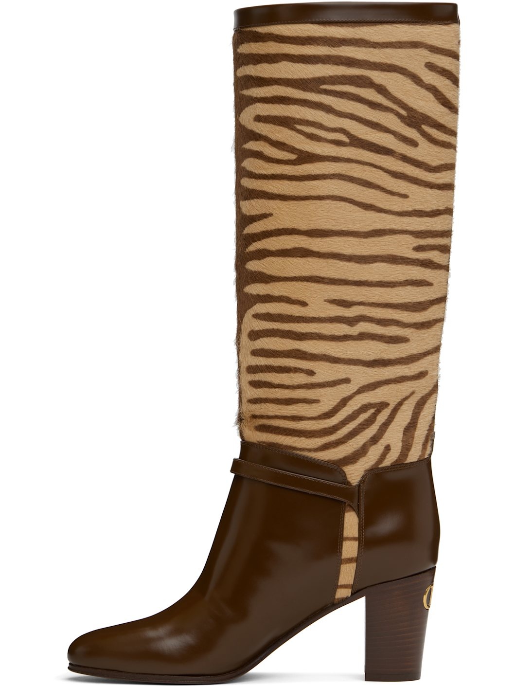 Brown & Beige Pattie Tall Boots - 3