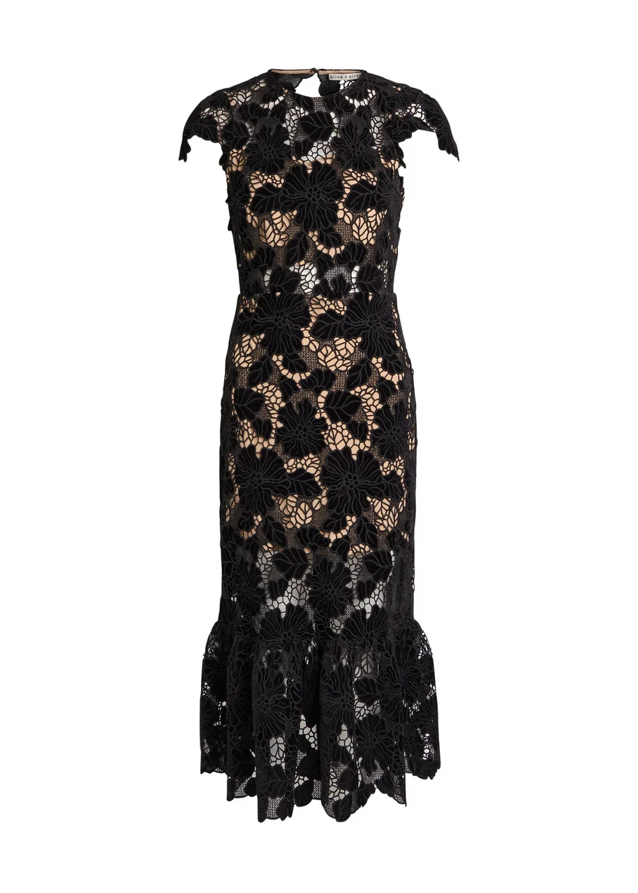Alice + Olivia Clover Cutwork Lace Midi Dress - 1