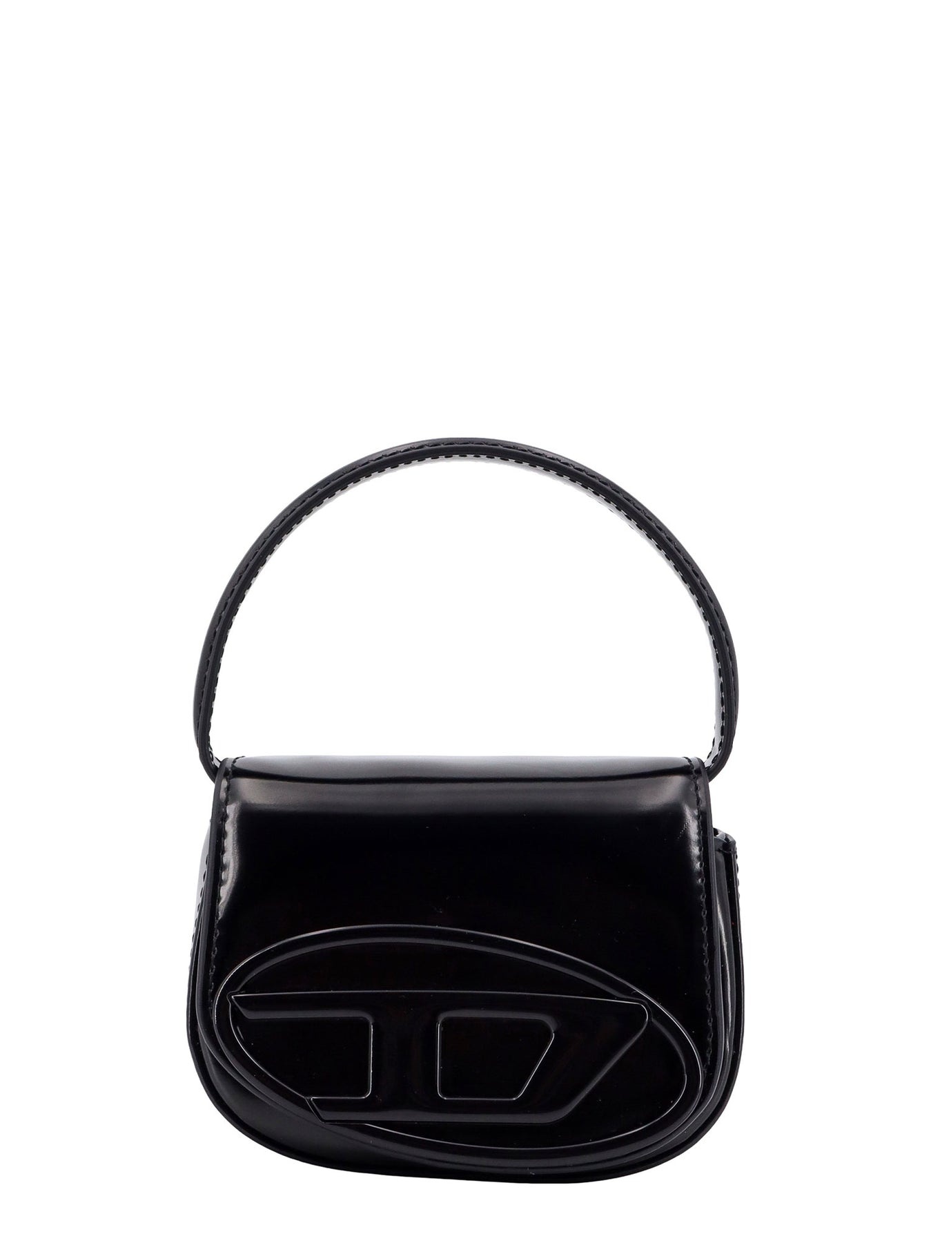 Leather handbag with frontal monogram - 1