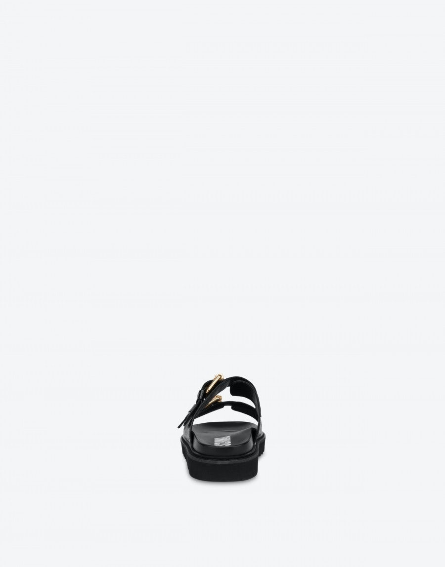 MOSCHINO BUCKLE CALFSKIN SANDALS - 3