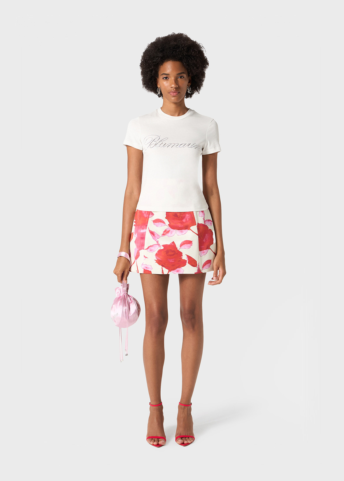 FLORAL-PRINTED SATIN MINI SKIRT - 2