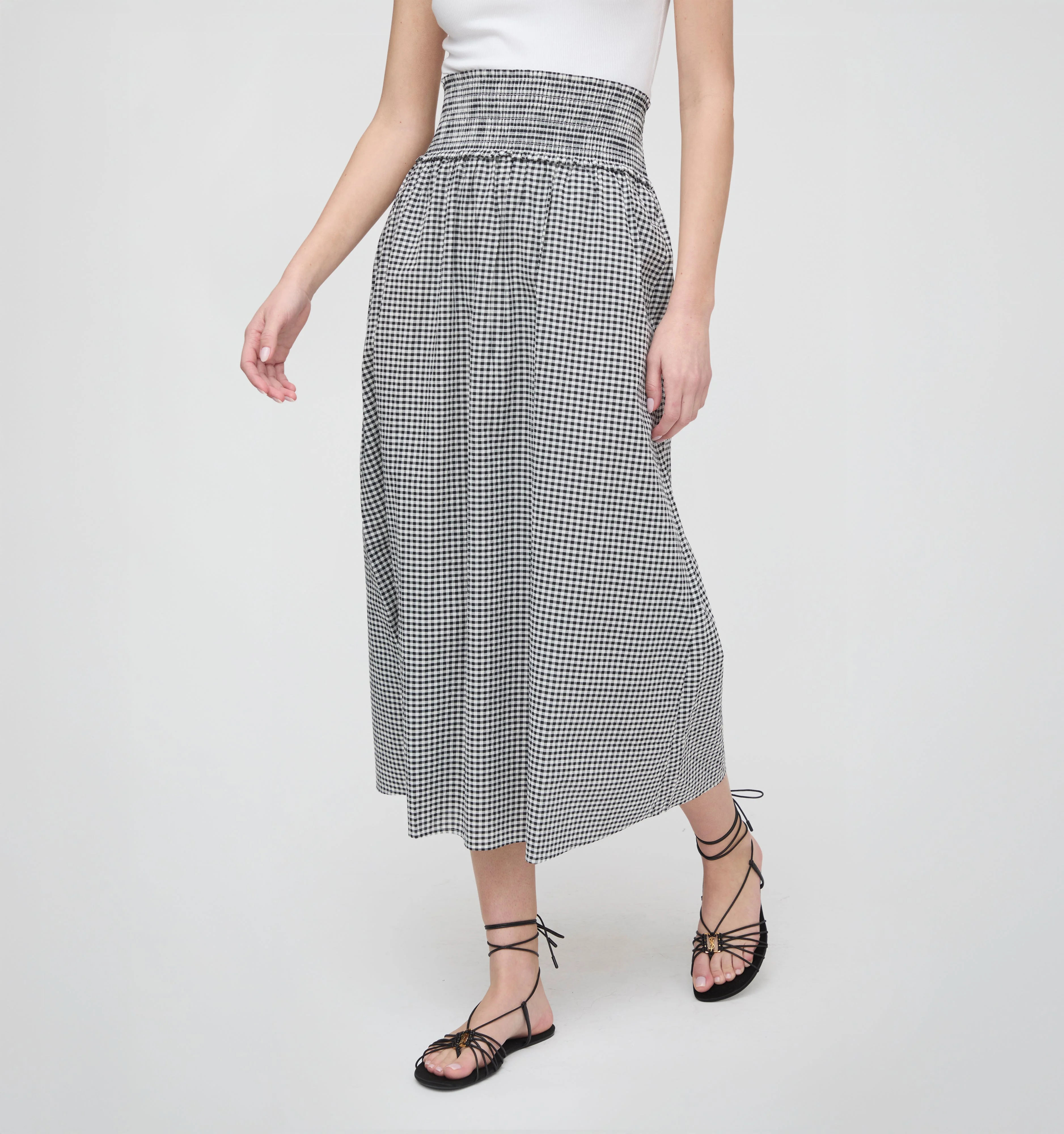 The Delphine Nap Skirt - Black/Sand Gingham - 1