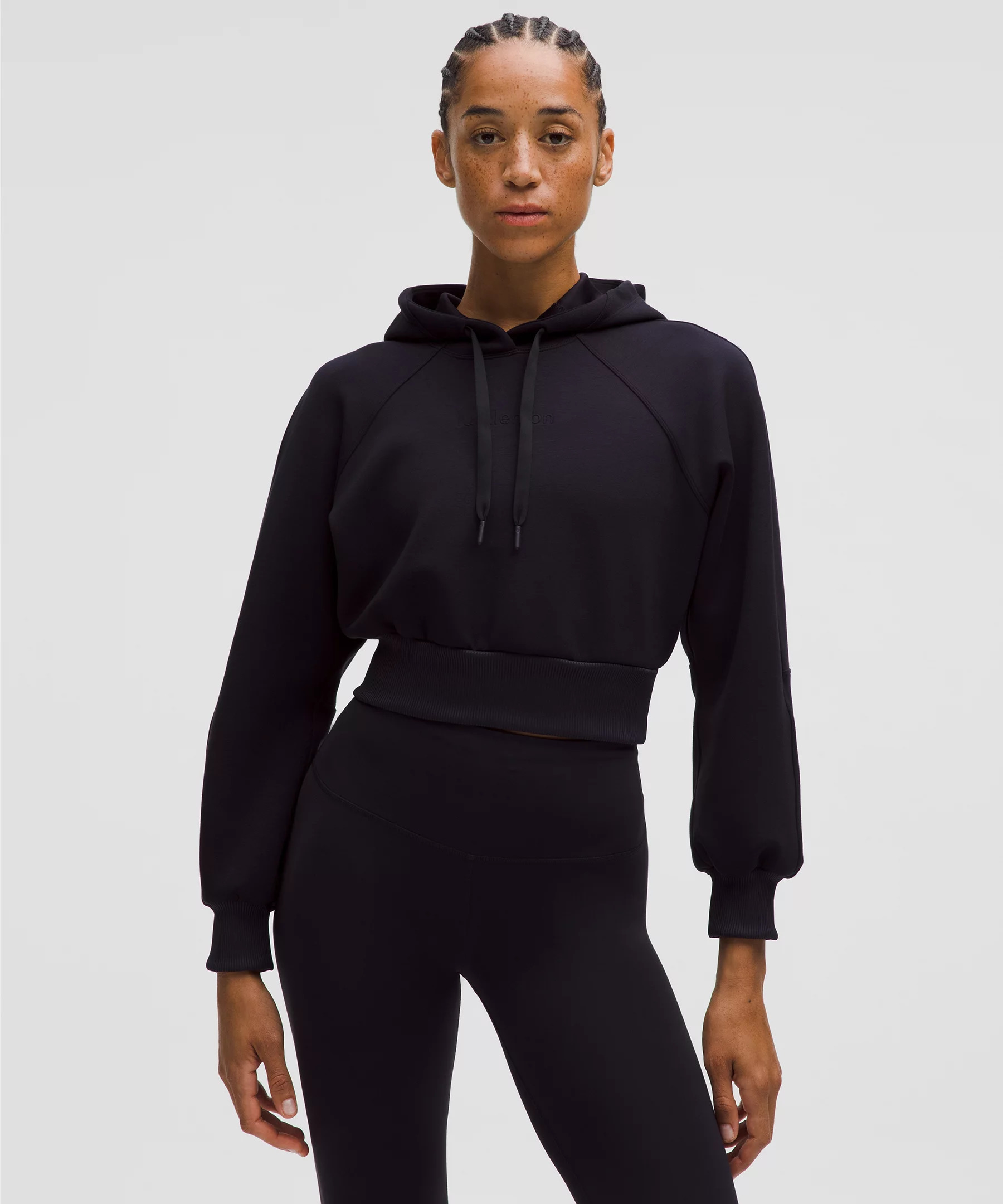 Smooth Spacer Cropped Hoodie *Emboss - 1