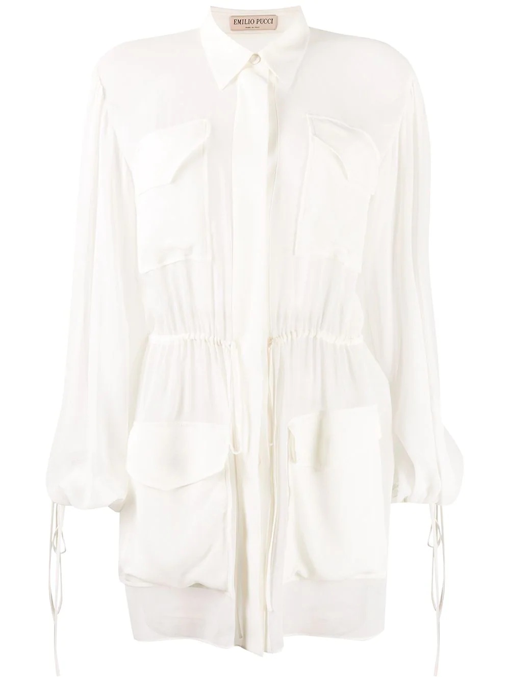 sheer drawstring blouse - 1