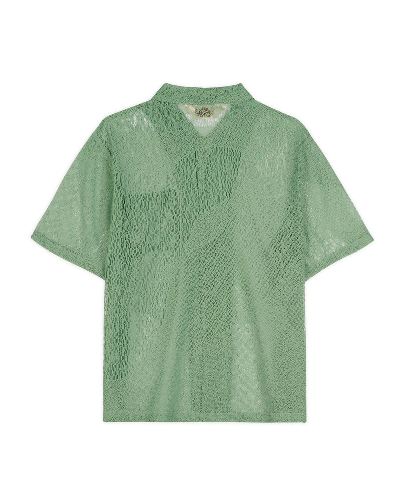 BRAIN DEAD Engineered Mesh Short Sleeve Button Up - Green outlook