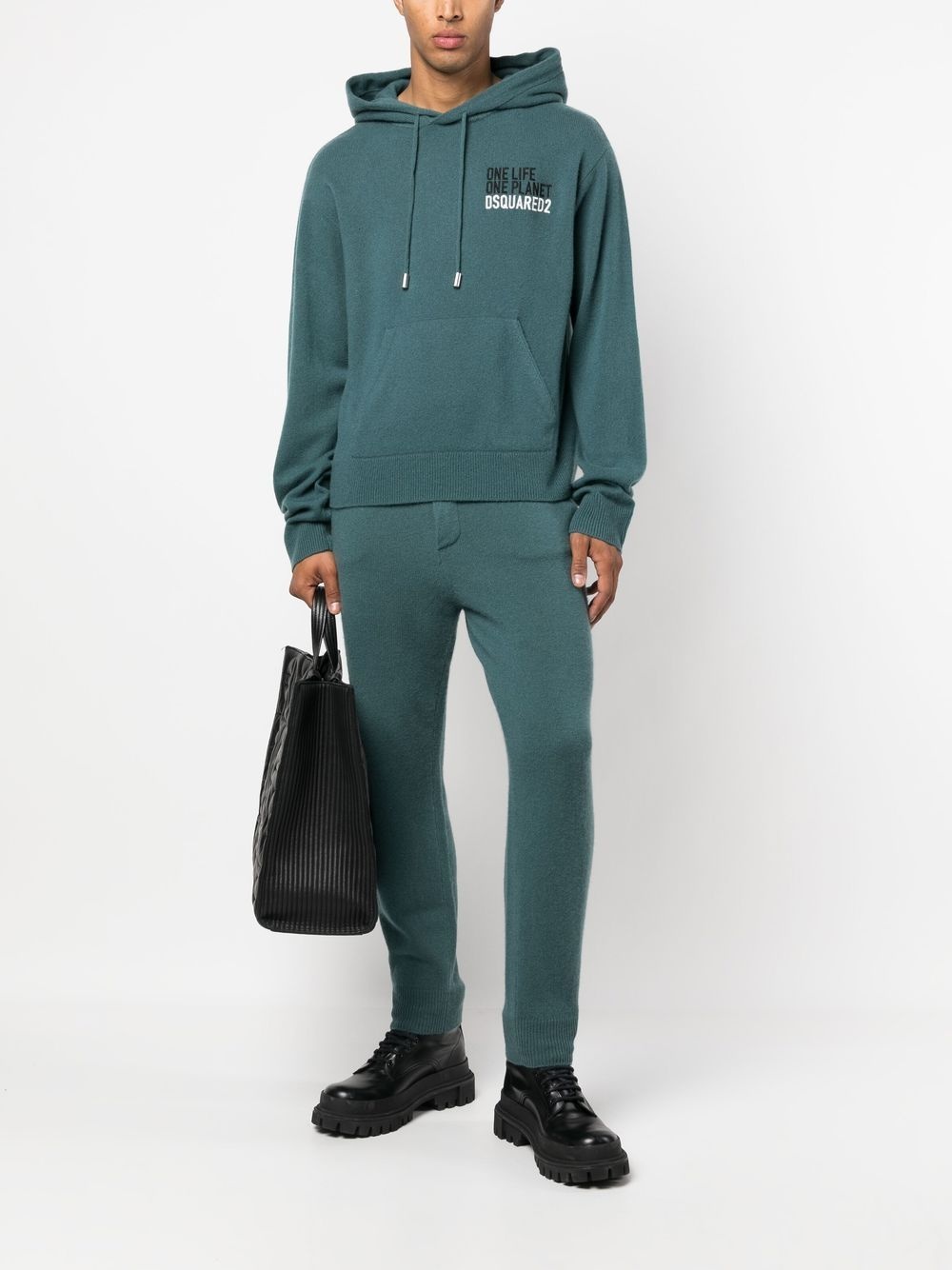 embroidered-logo cashmere hoodie - 2