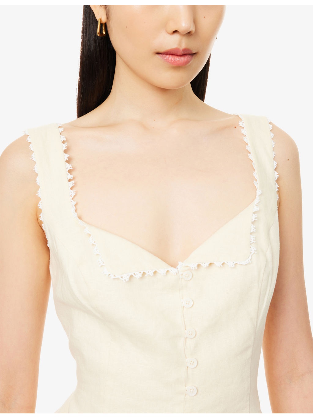 Viola Crotchet-Trim Linen Top - 5
