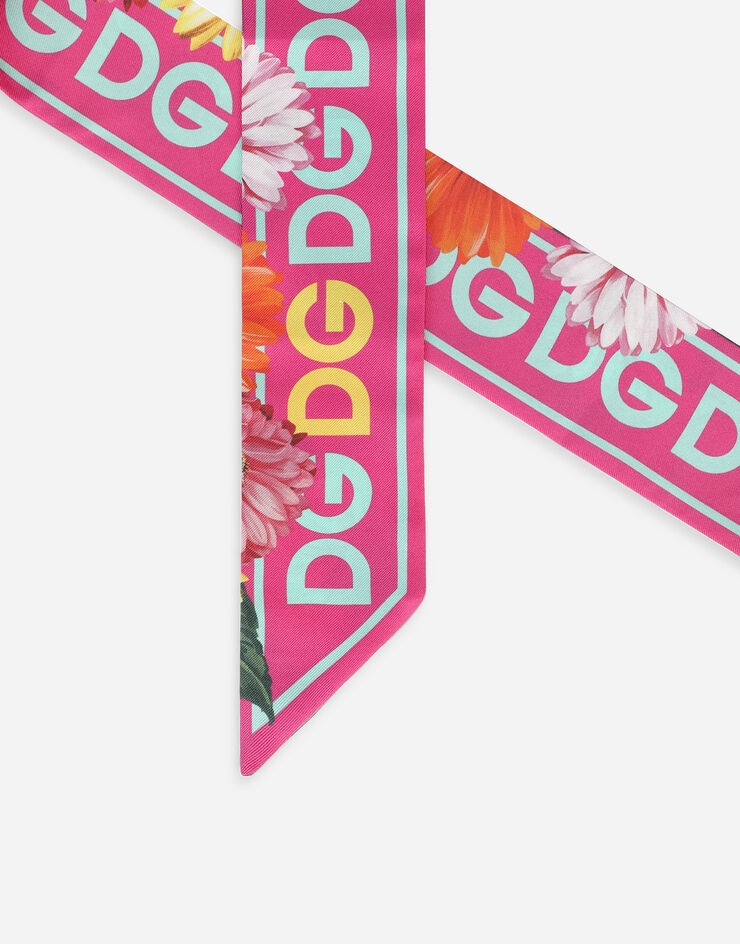 Twill headscarf with gerbera-daisy print - 3