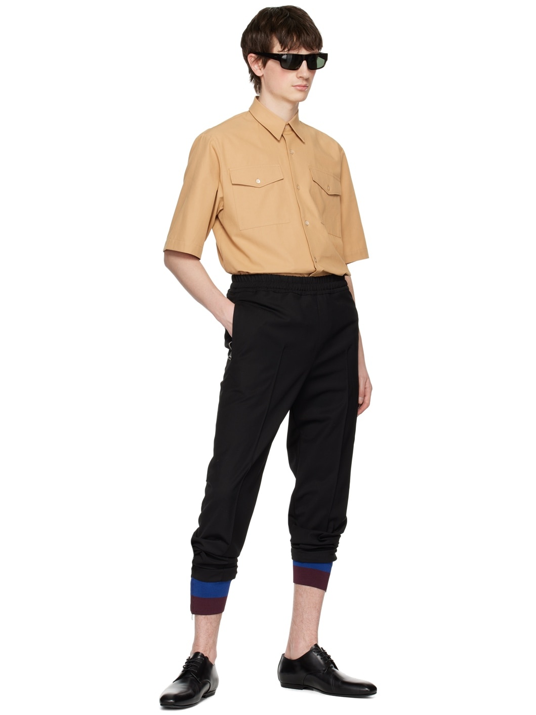 Black Striped Cuff Trousers - 4