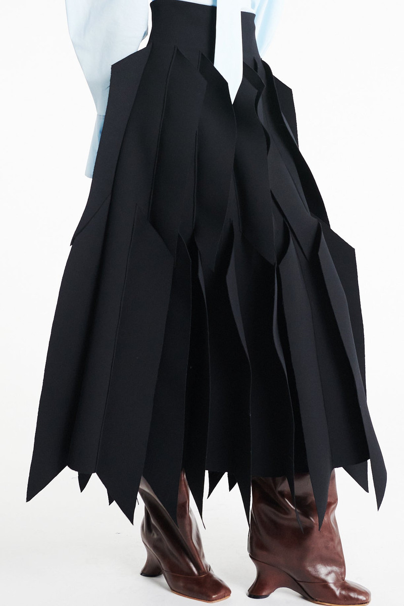 SKIRT WITH PANEL APPLIQUE BLACK 5