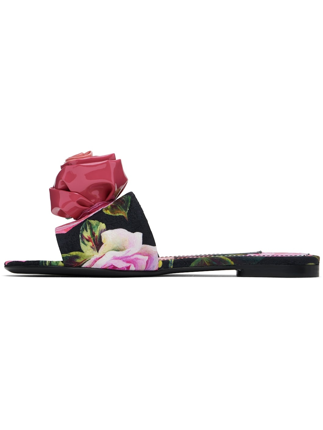Pink & Black Rose Sandals - 3