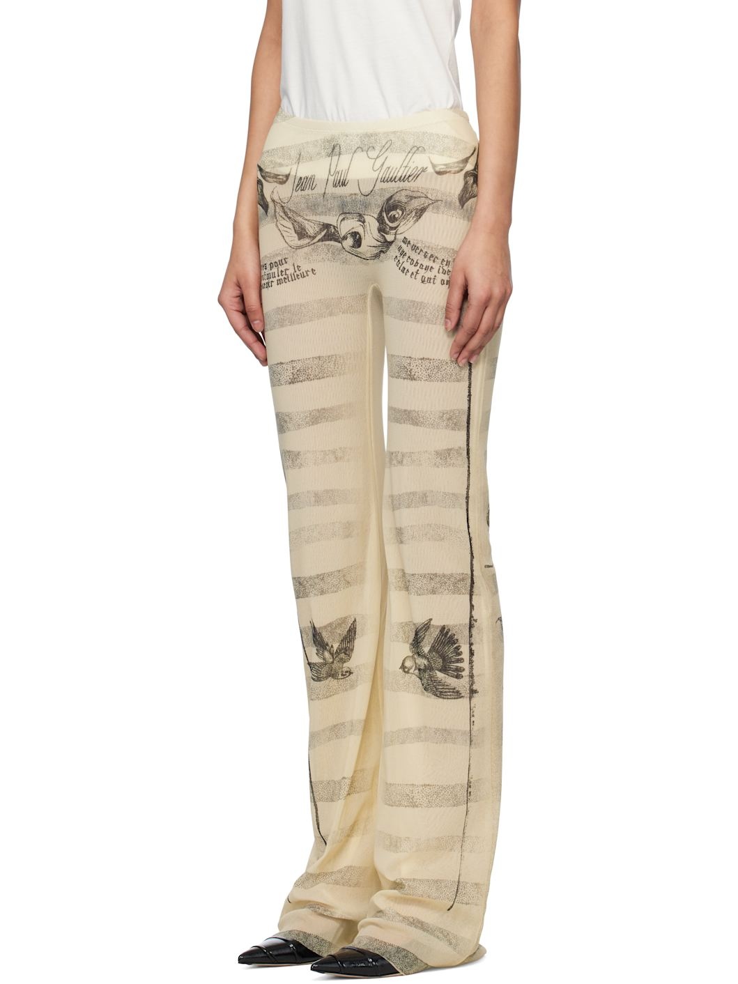 Beige 'The Tattoo Marinière' Lounge Pants - 4