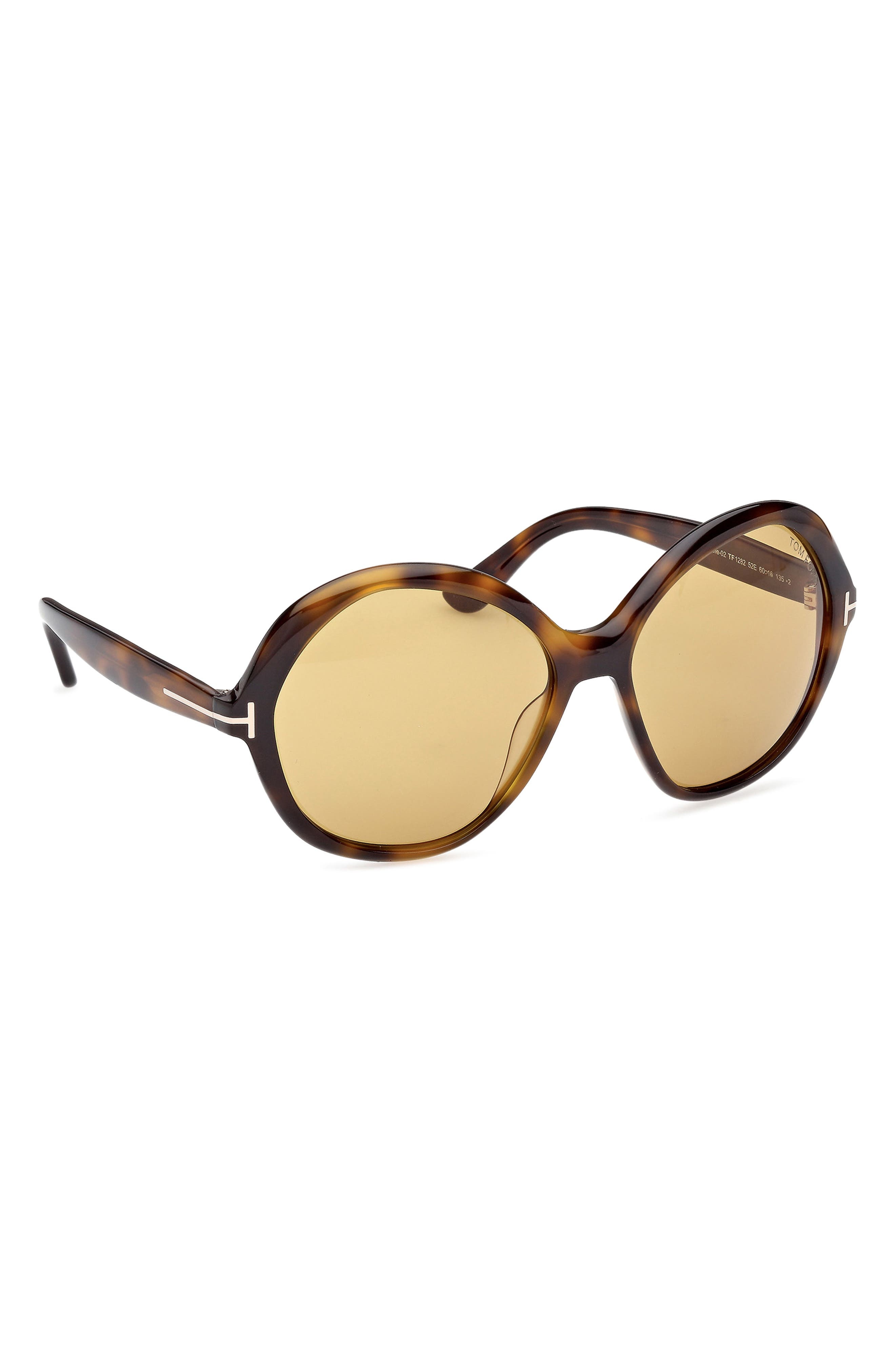 TOM FORD Annabelle 60mm Gradient Round Sunglasses in Shiny Dark Havana/Eco/Vicuna at Nordstrom - 6