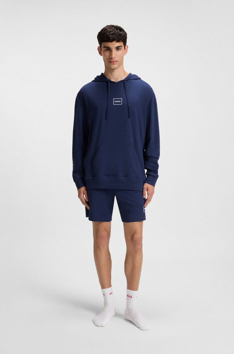 HUGO STRETCH-COTTON HOODIE WITH LOGO PRINT outlook
