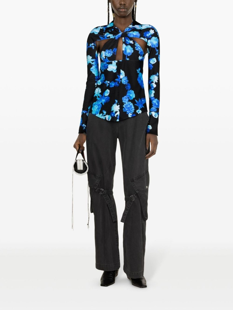 COPERNI twisted cut-out floral-motif shirt outlook