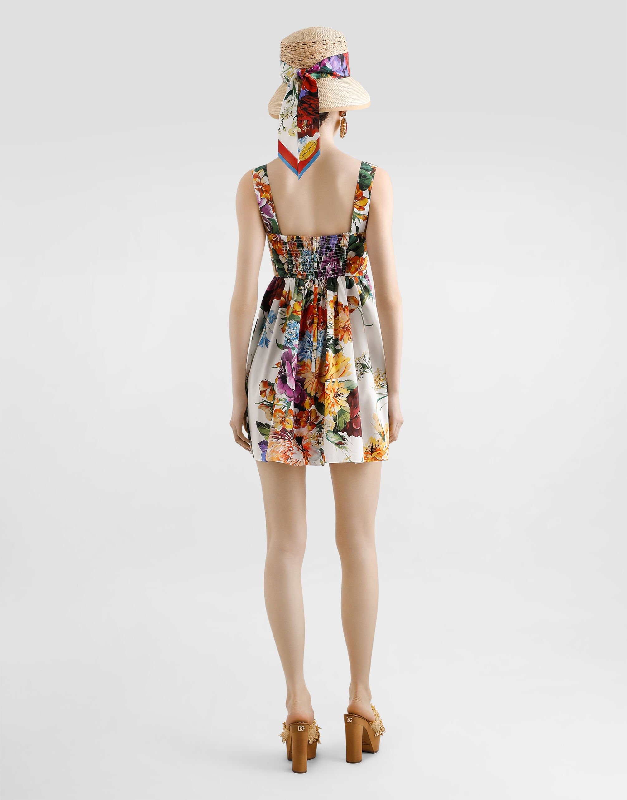 Flower bouquet-print poplin dress - 3