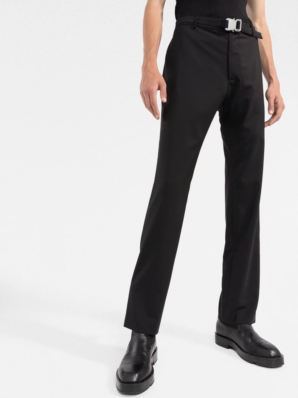 straight-leg belted trousers - 3