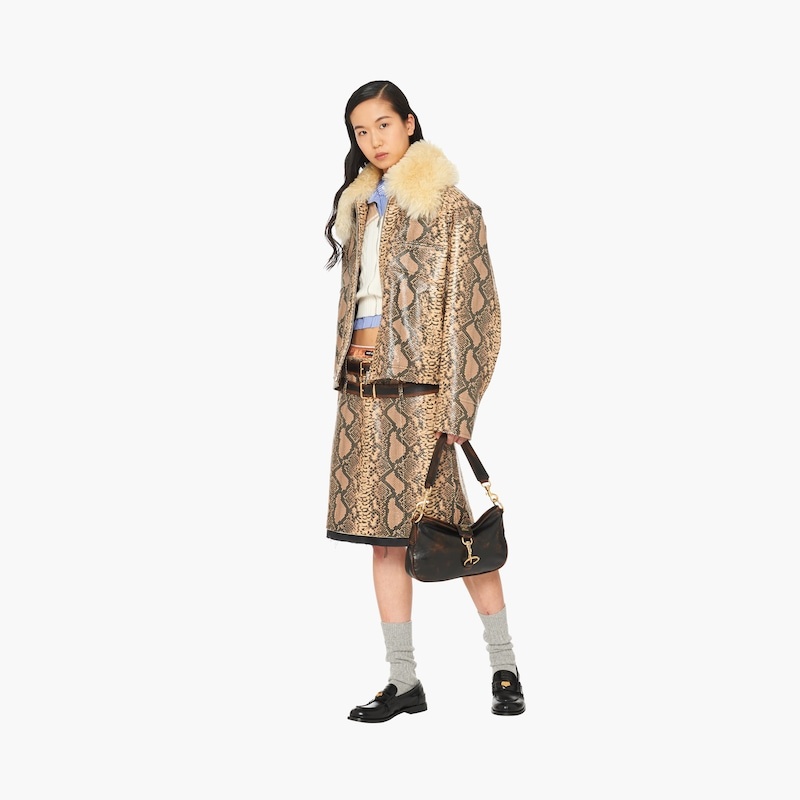 Quilted printed leather jacket - 5